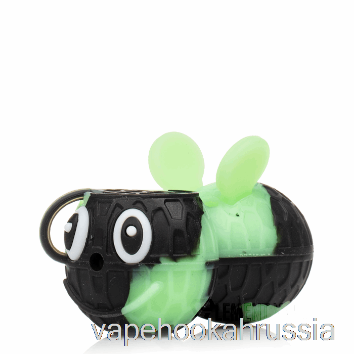 Силиконовая ложка в форме пчелы для сока Vape, черная/УФ-слизь (черная/УФ-зеленая)